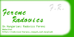 ferenc radovics business card